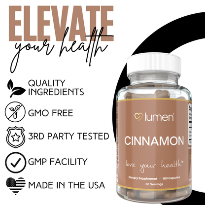 Lumen Naturals Cinnamon for Women – Organic Ceylon Cinnamon – 1800mg Per Serving – 180 Veggie Capsules – 60 Servings – Non-GMO, Gluten-Free, Vegan Formula