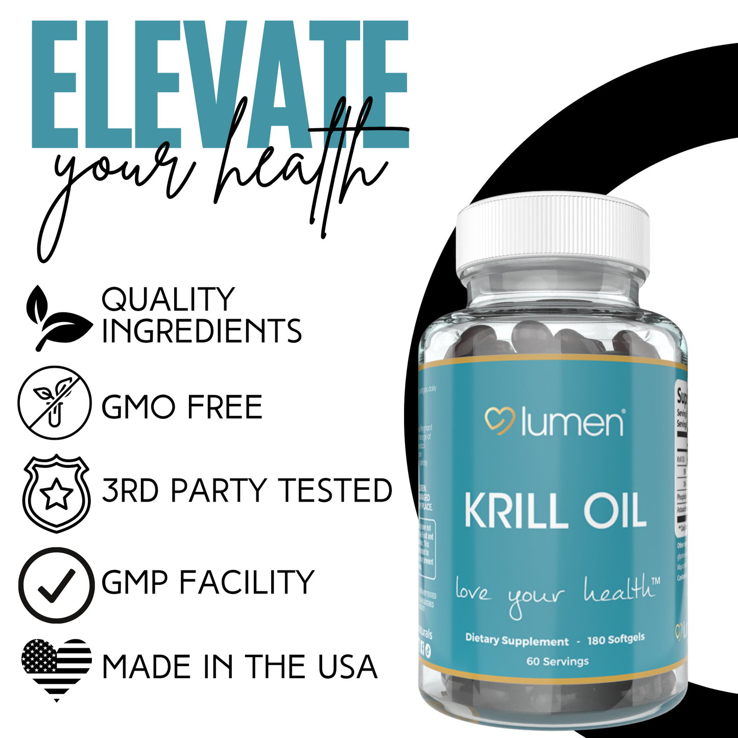 Lumen Naturals Krill Oil for Women - EPA, DHA, Phospholipids - Softgels - 180 Count - 60 Servings