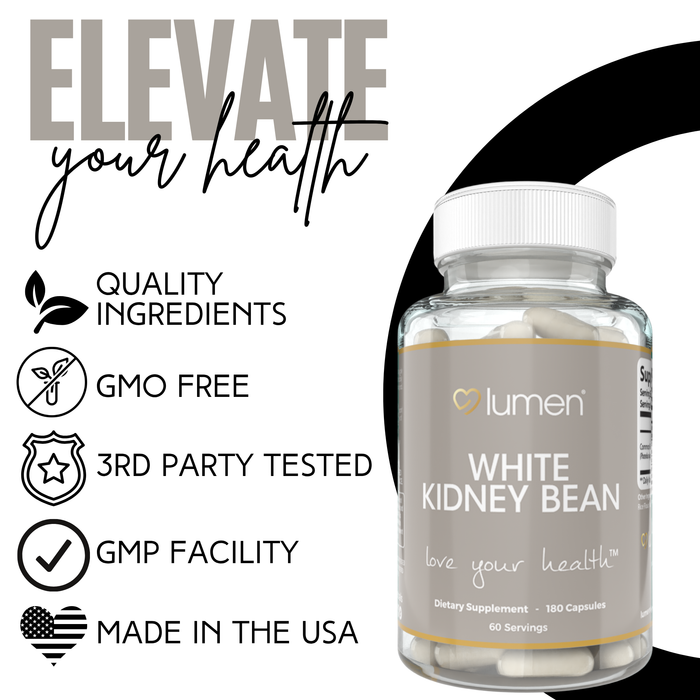 Lumen Naturals White Kidney Bean for Women - 1800mg Per Serving - Veggie Capsules - 180 Count - 60 Servings