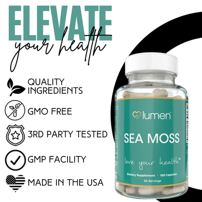Lumen Naturals Sea Moss for Women - Irish Moss, Bladderwrack, Bioperine - 2100mg Per Serving - 180 Count - 60 Servings
