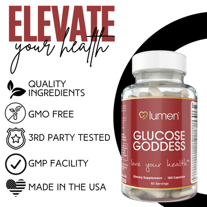 Lumen Naturals Gluco Goddess for Women - Cinnamon, Banaba, L-Taurine, Bitter Melon Extract - 180 Count - 60 Servings