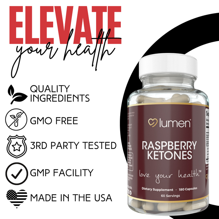 Lumen Naturals Raspberry Ketone for Women - Raspberry Ketone, African Mango 1800mg Per Serving - 180 Capsules - 60 Servings