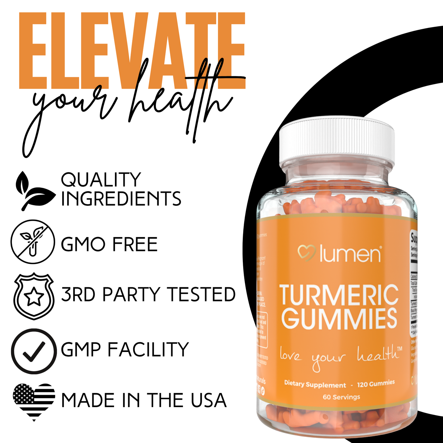 Lumen Naturals Turmeric Gummies for Women - Black Pepper Extract, Turmeric Powder - Ginger Flavor - 120 Count - 60 Servings