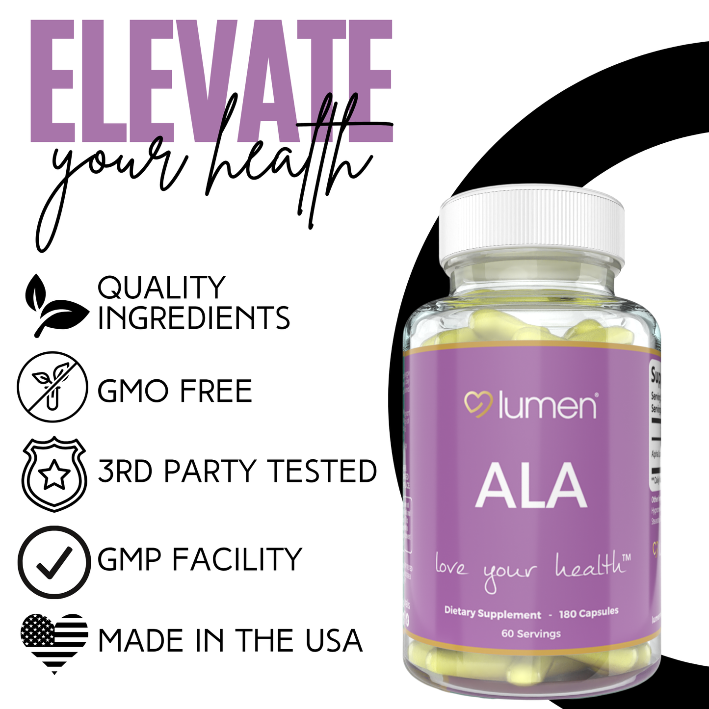 Lumen Naturals ALA for Women - 975mg Per Serving - 180 Count - 60 Servings