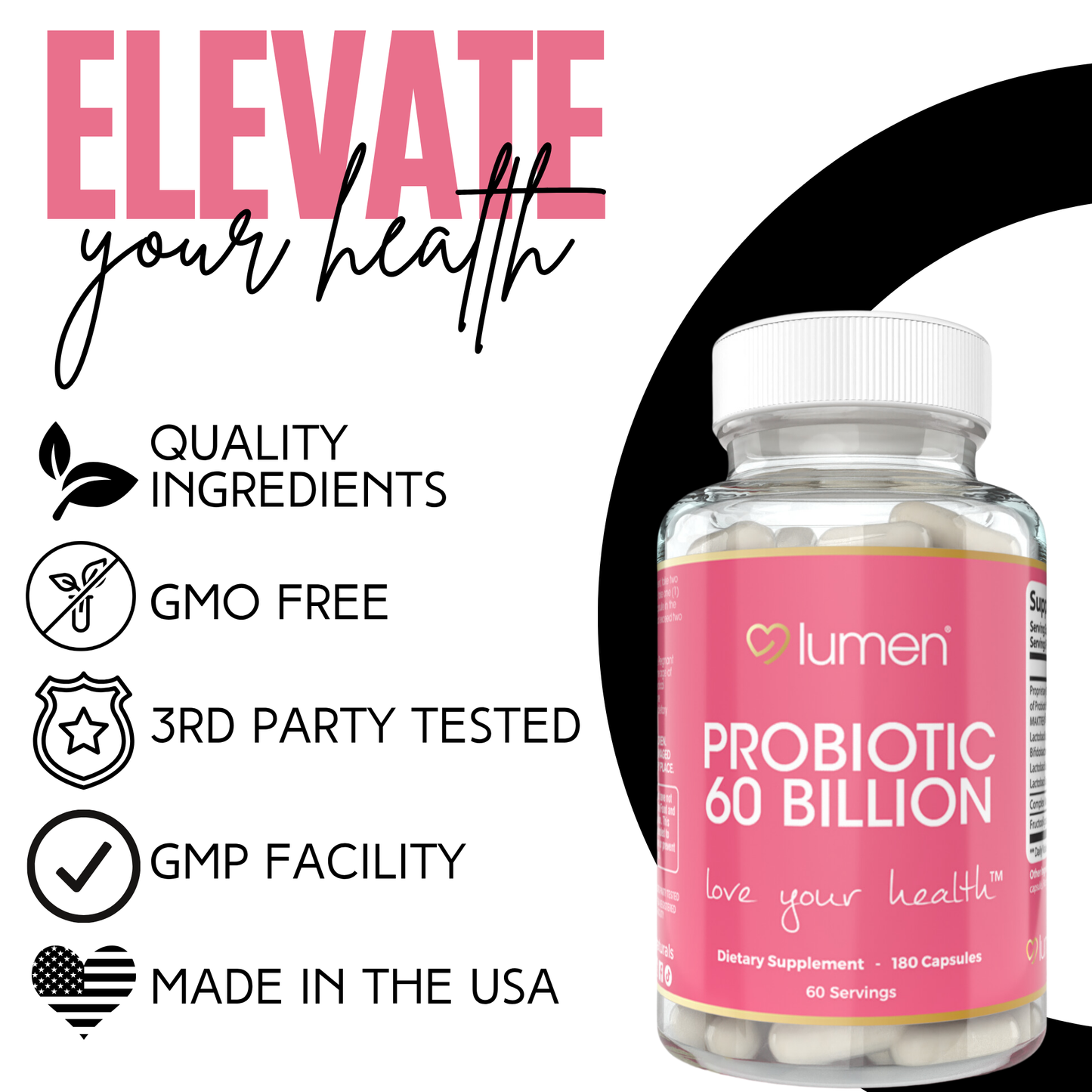 Lumen Naturals Probiotic 60 Billion CFU for Women Digestive with Maktrek Technology - 180 Count
