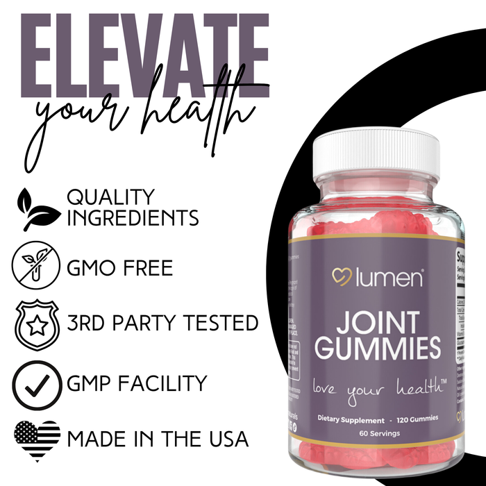 Lumen Naturals Mobility Gummies for Women with Glucosamine - Raspberry Flavor - 120 Count - 60 Servings