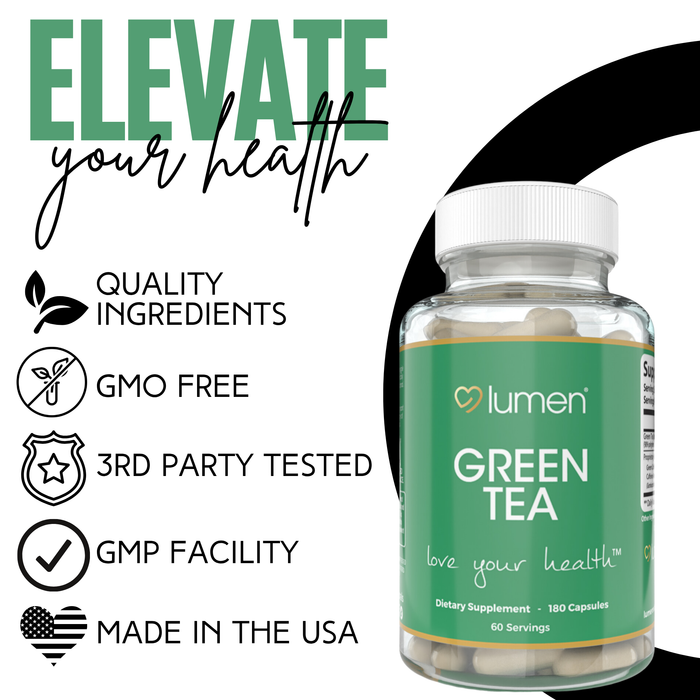 Lumen Naturals Green Tea Supplement Blend for Women - Green Coffee Bean - 180 Count - 60 Servings