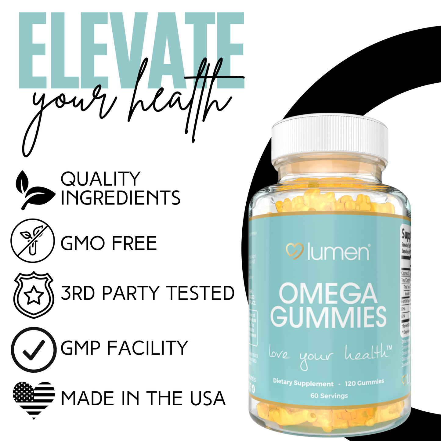 Lumen Naturals Omega Gummies for Women - Fish Oil - DHA & EPA - 120 Count - 60 Servings
