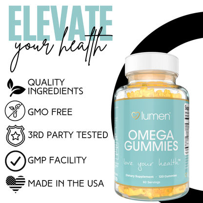 Lumen Naturals Omega Gummies for Women - Fish Oil - DHA & EPA - 120 Count - 60 Servings