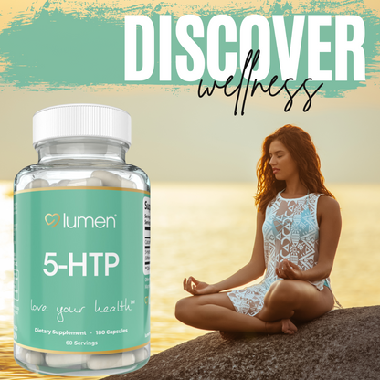 Lumen Naturals 5-HTP for Women – 700mg Per Serving with Calcium – Supports Mood, Sleep & Relaxation – 180 Capsules – 60 Servings – Non-GMO & Gluten-Free