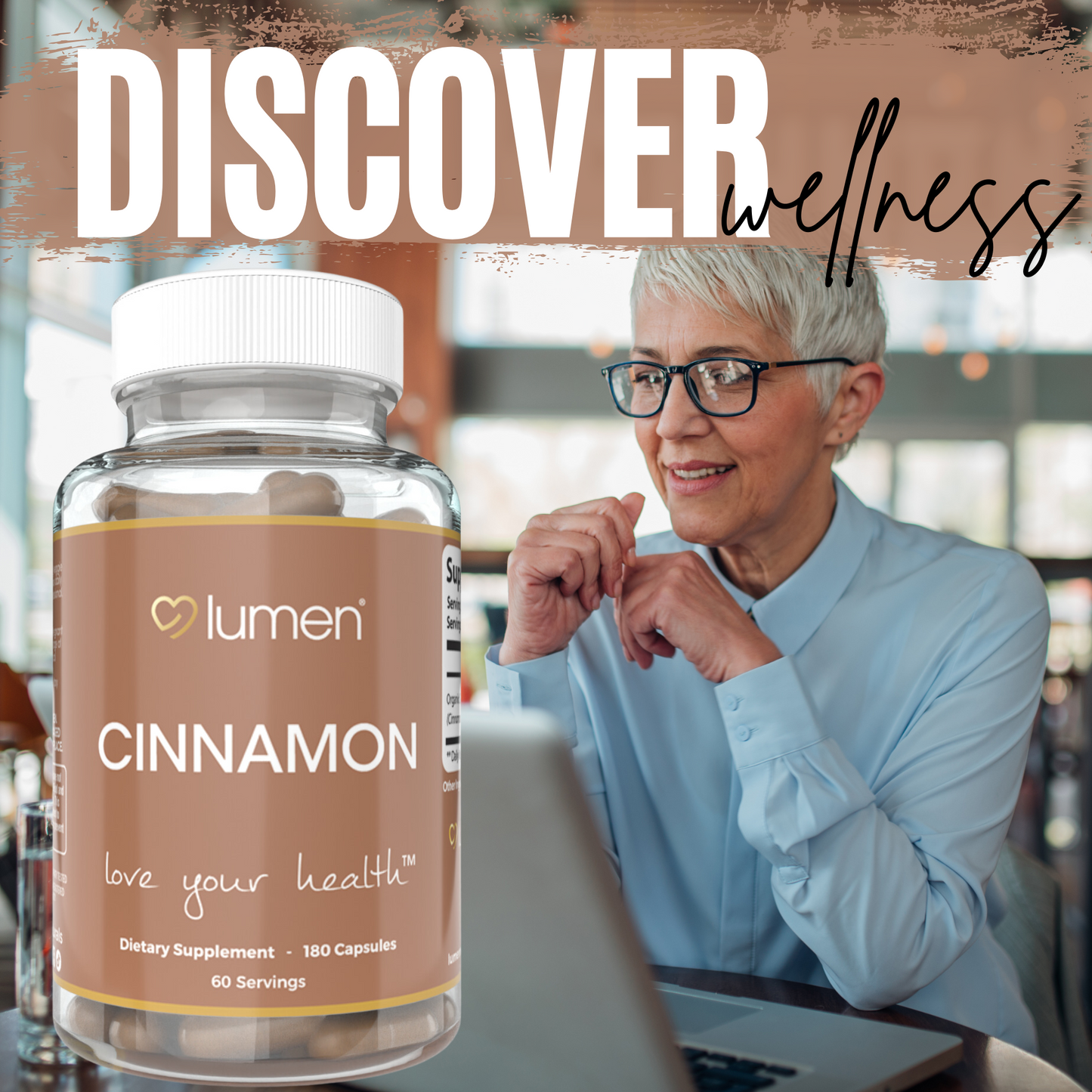 Lumen Naturals Cinnamon for Women – Organic Ceylon Cinnamon – 1800mg Per Serving – 180 Veggie Capsules – 60 Servings – Non-GMO, Gluten-Free, Vegan Formula