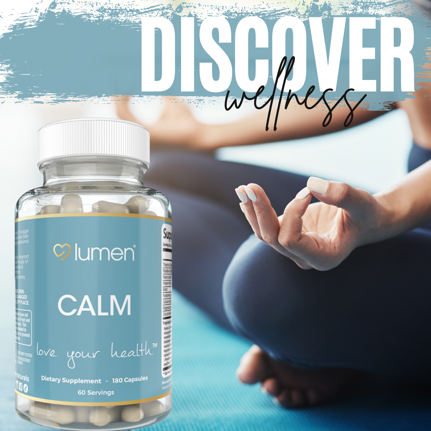 Lumen Naturals Calm for Women – 1200mg Per Serving – With Ashwagandha, Thiamin, Riboflavin & Biotin – 180 Capsules – 60 Servings – Non-GMO & Gluten-Free