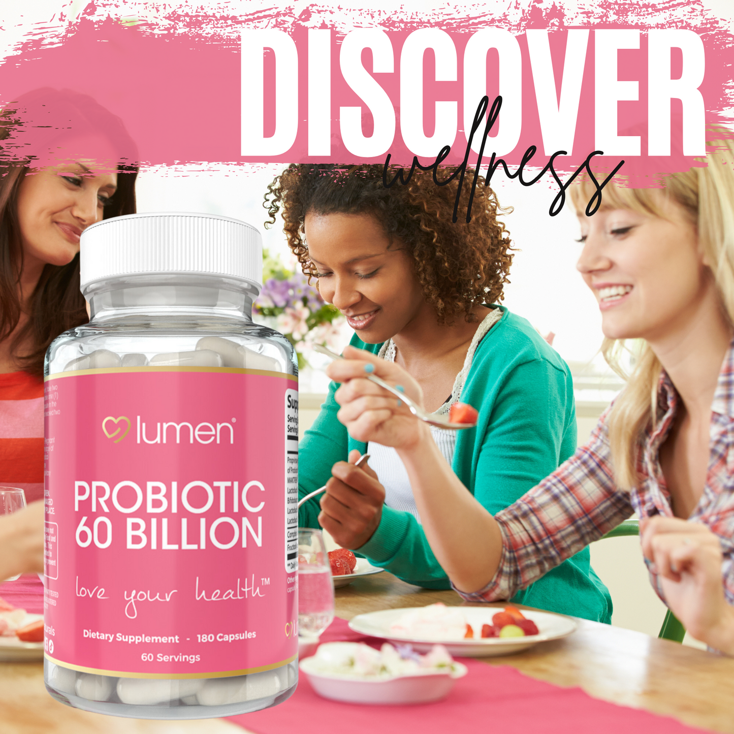 Lumen Naturals Probiotic 60 Billion CFU for Women Digestive with Maktrek Technology - 180 Count