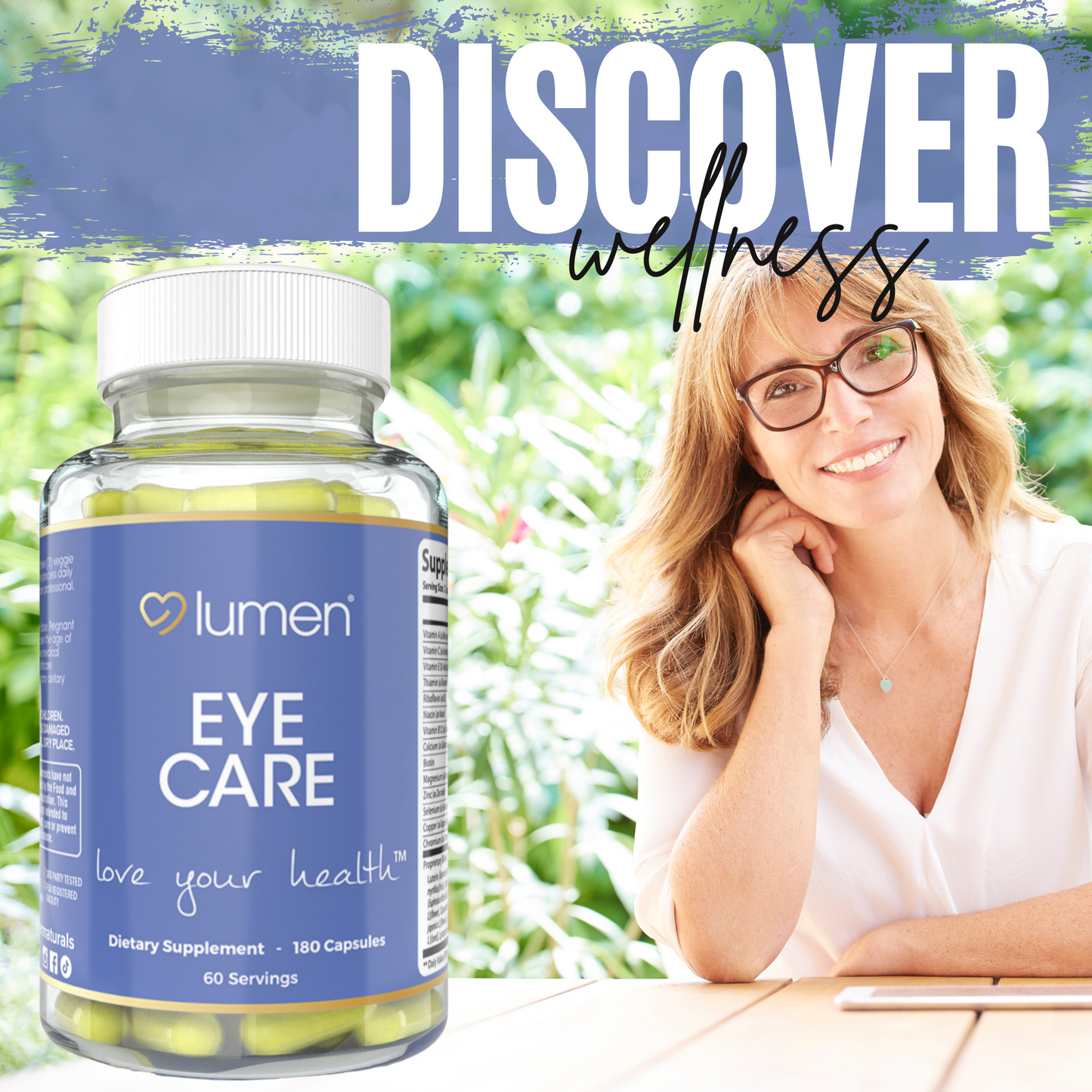 Lumen Naturals Eye Care for Women – With Lutein, Vitamins A, C, D, E, Thiamin, Folate & Riboflavin – 180 Capsules – 60 Servings – Non-GMO, Gluten-Free Formula