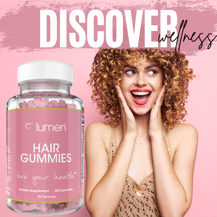 Lumen Naturals Hair Gummies for Women – With Biotin, Folate, Vitamins A, C, D & E – 120 Gummies – 60 Servings – Delicious, Non-GMO, Gluten-Free Formula