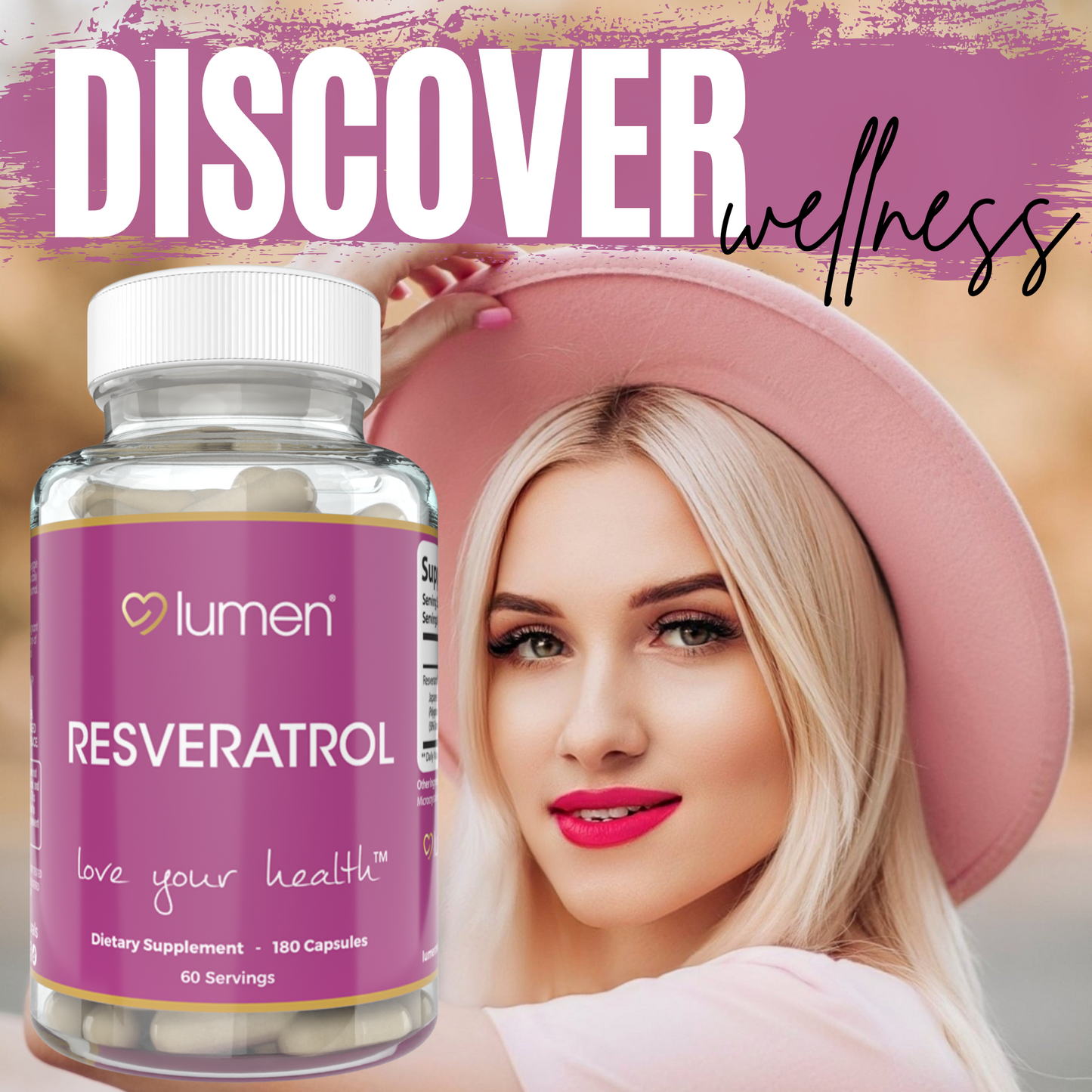 Lumen Naturals Resveratrol Blend for Women - Japanese Knotweed - 1800mg Per Serving - Veggie Capsules - 180 Count - 60 Servings