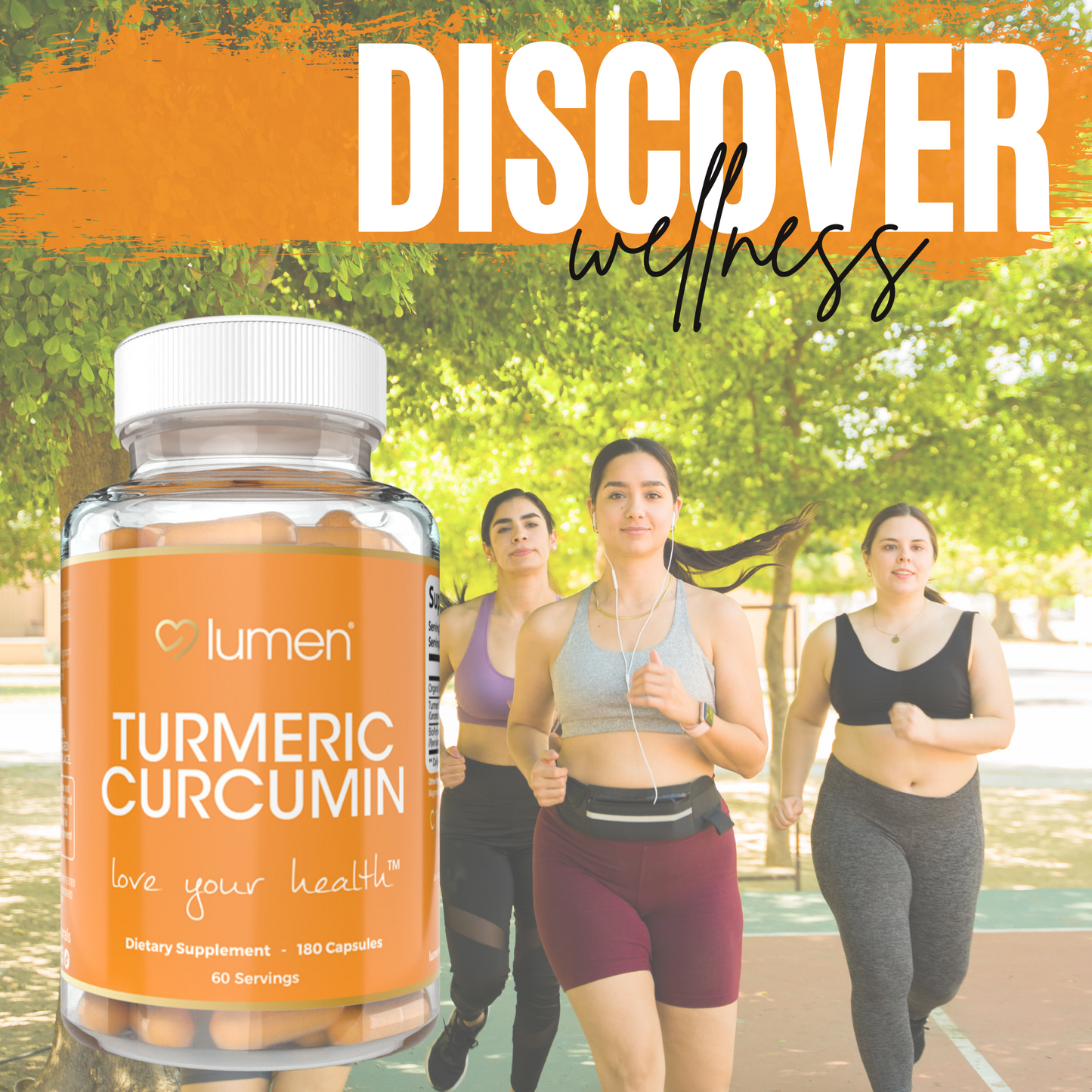 Lumen Naturals Turmeric Curcumin Supplement with BioPerine 1800mg with Black Pepper, Non-GMO Tumeric - 180 Capsules