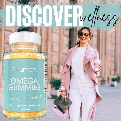 Lumen Naturals Omega Gummies for Women - Fish Oil - DHA & EPA - 120 Count - 60 Servings