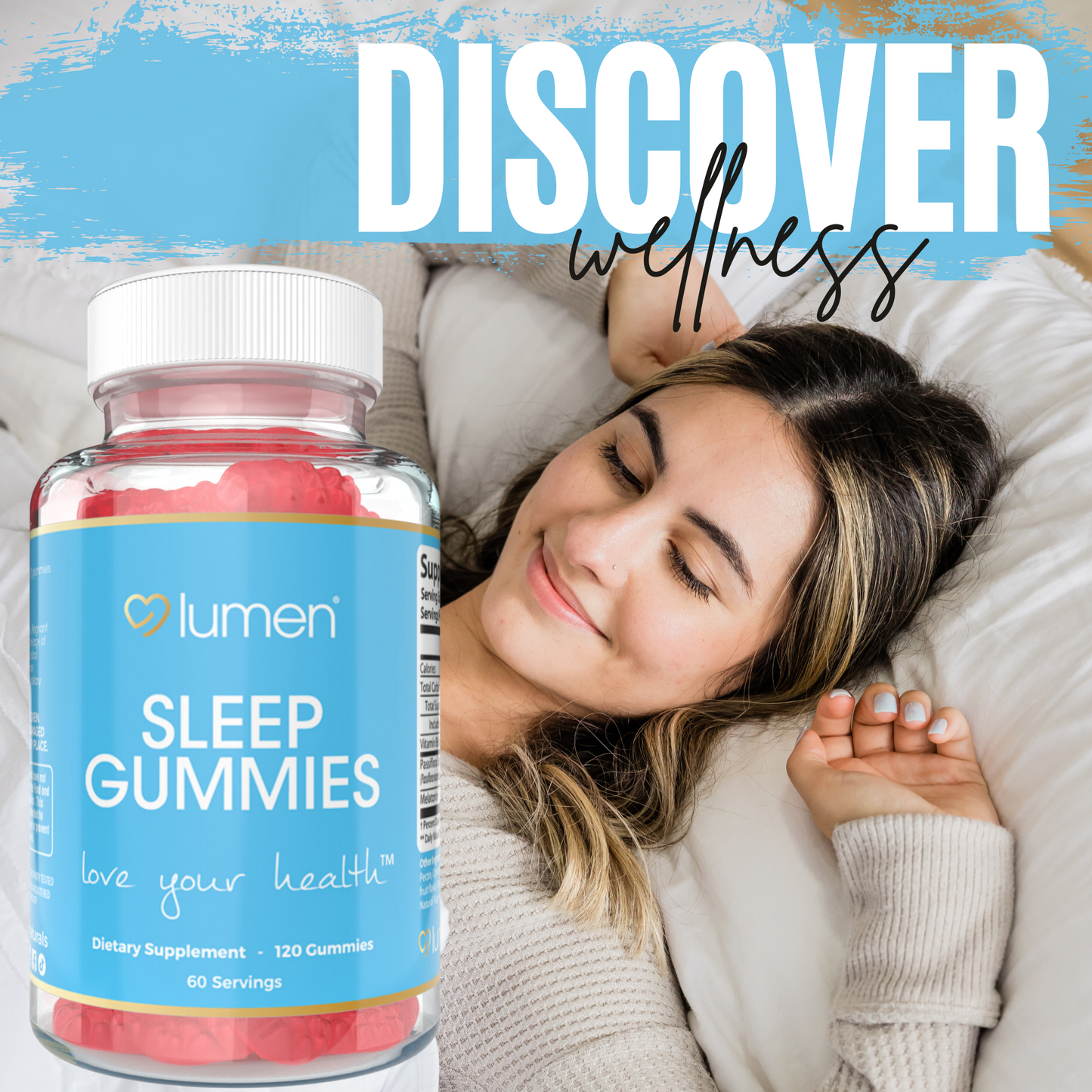 Lumen Naturals Sleep Gummies For Women - Melatonin Gummies - Vitmain B6 - Passion Fruit Flavor - 120 Count - 60 Servings