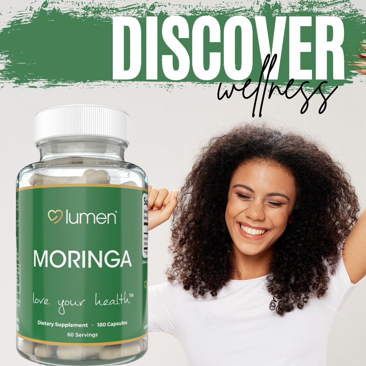 Lumen Naturals Moringa for Women – 1200mg Per Serving – 180 Veggie Capsules – 60 Servings – Made with Natural Ingredients – Non-GMO, Vegan & Gluten-Free