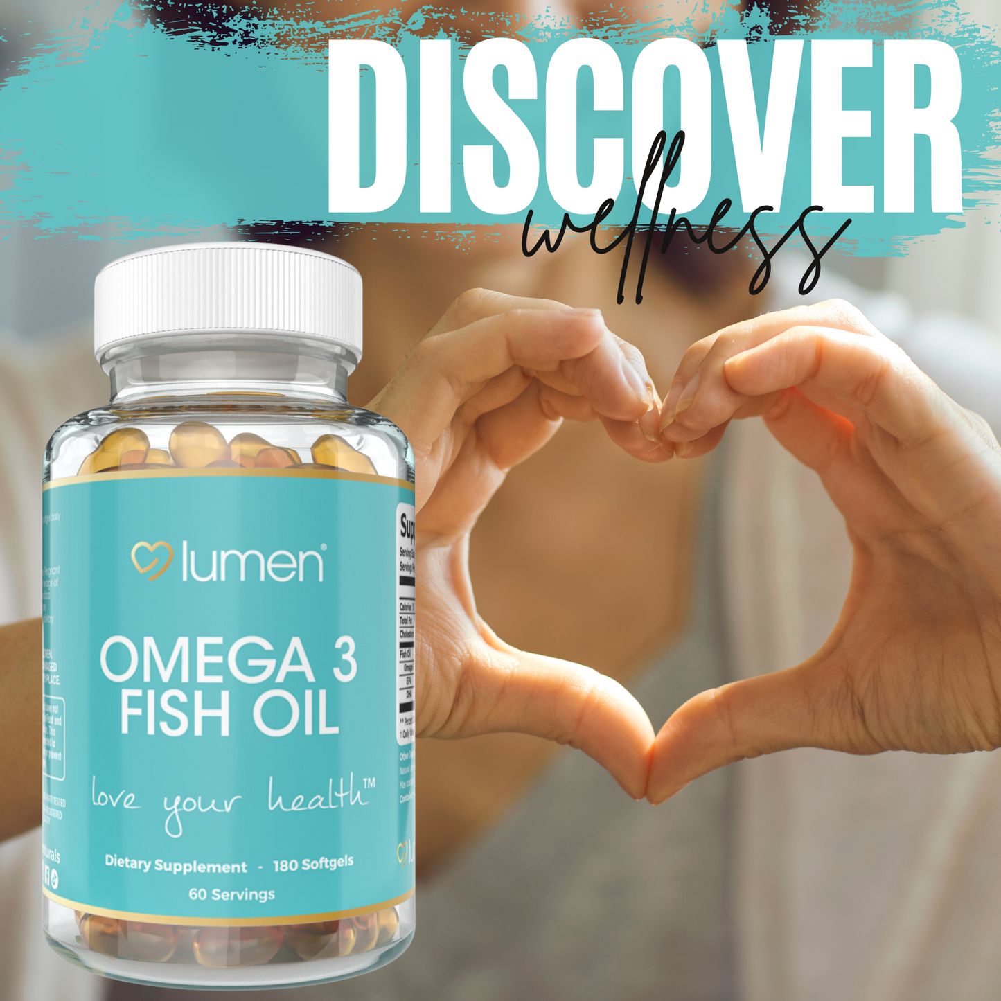 Lumen Naturals Omega 3 Fish Oil Softgels for Women - EPA - DHA - 3600mg - 180 Count - 60 Servings