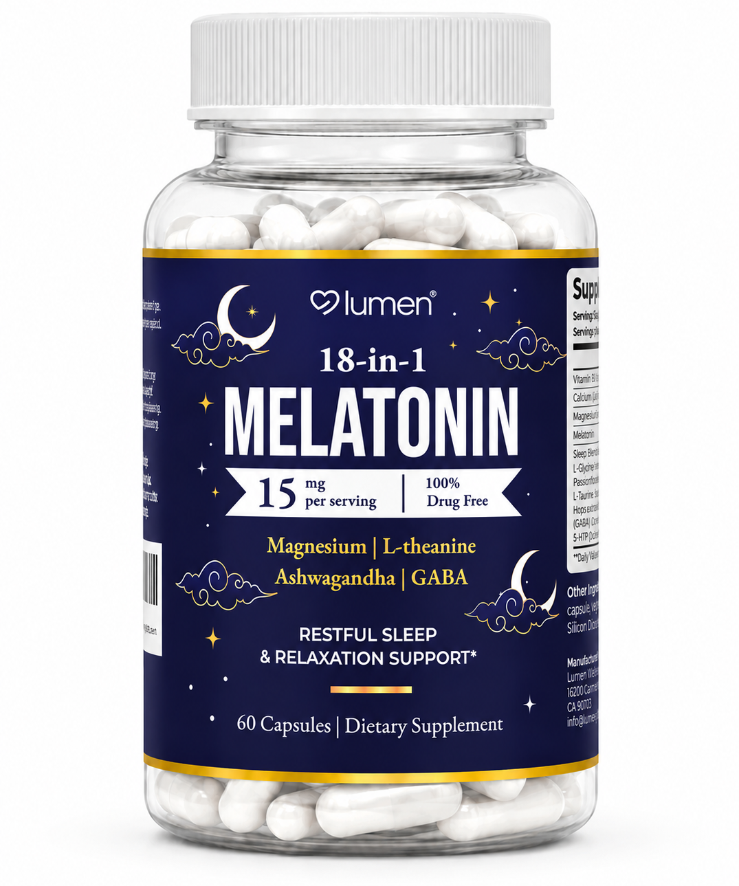 Lumen Naturals Sleep Formula For Women Melatonin Magnesium L-Tryptophan L-Theanine 1400+ mg