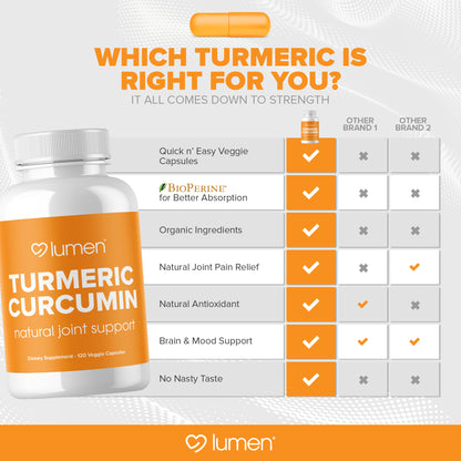 Turmeric Curcumin with BioPerine® - Organic Joint & Mobility Support - 1 Month Supply