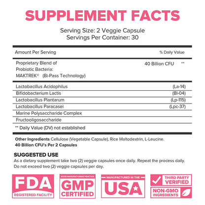 Probiotic 40 Billion 60 Count - Supports a Healthy Gut