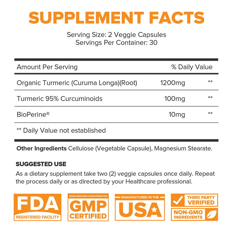 Turmeric Curcumin with BioPerine® 60ct (3-Pack) - 30% Off + FREE Shipping