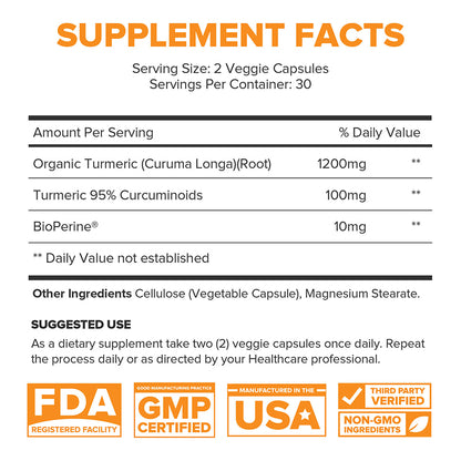 Turmeric Curcumin with BioPerine® 60ct (3-Pack) - 30% Off + FREE Shipping